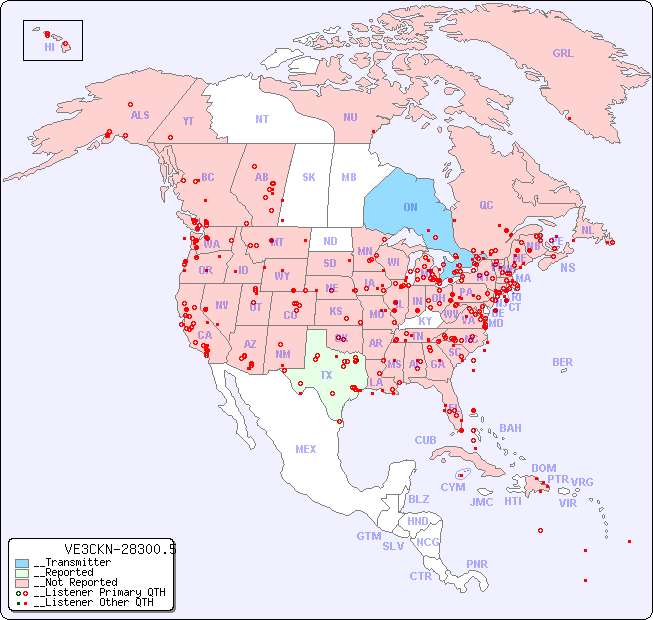 __North American Reception Map for VE3CKN-28300.5