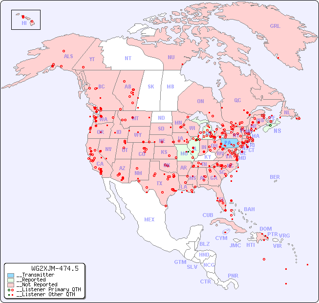 __North American Reception Map for WG2XJM-474.5