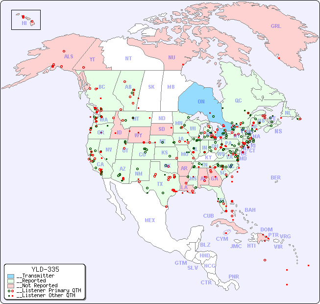 __North American Reception Map for YLD-335