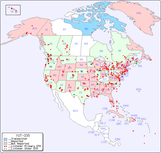 __North American Reception Map for YUT-335