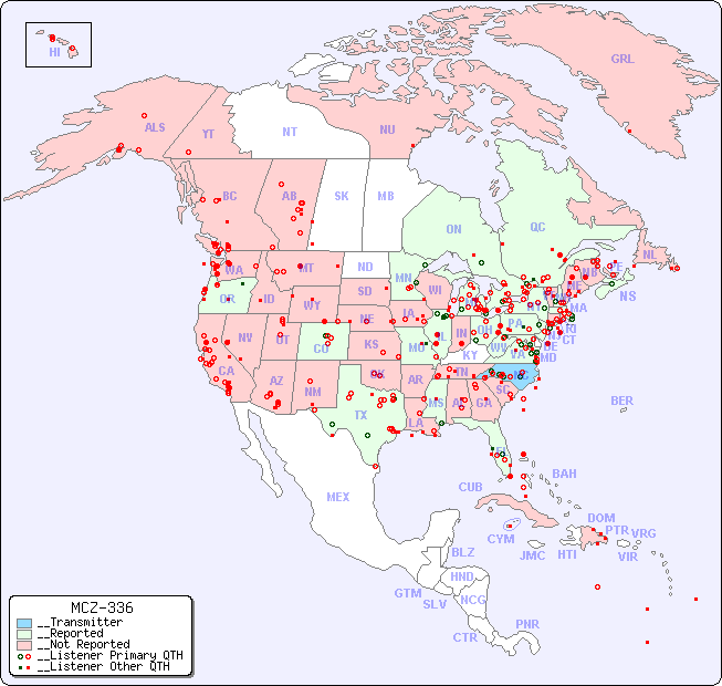 __North American Reception Map for MCZ-336