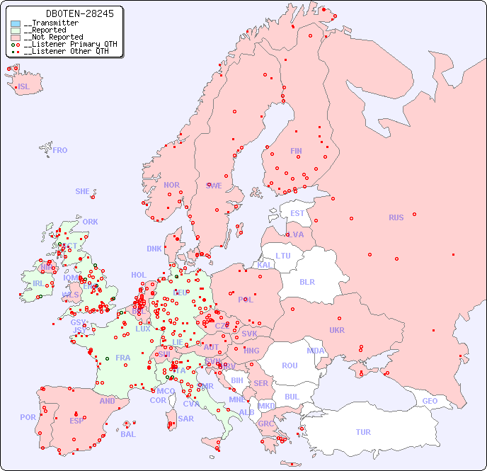 __European Reception Map for DB0TEN-28245