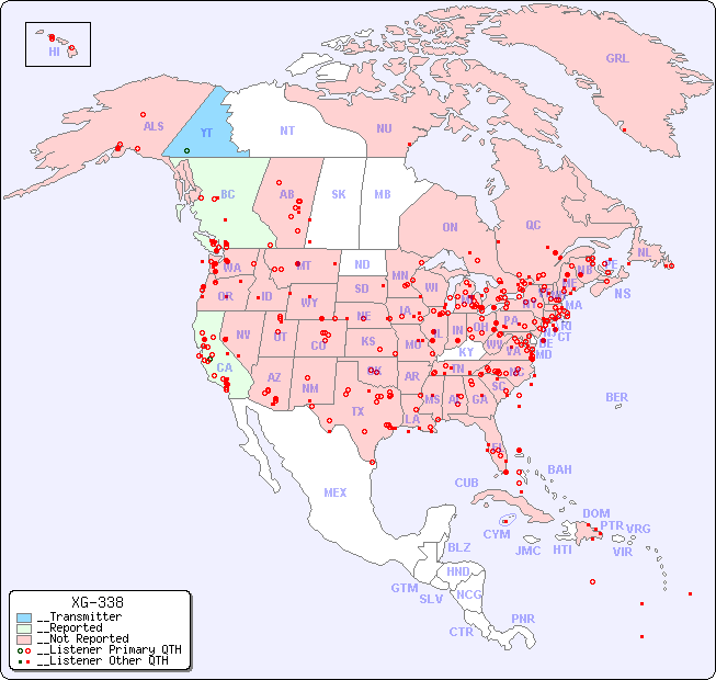 __North American Reception Map for XG-338