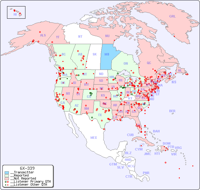 __North American Reception Map for 6X-339