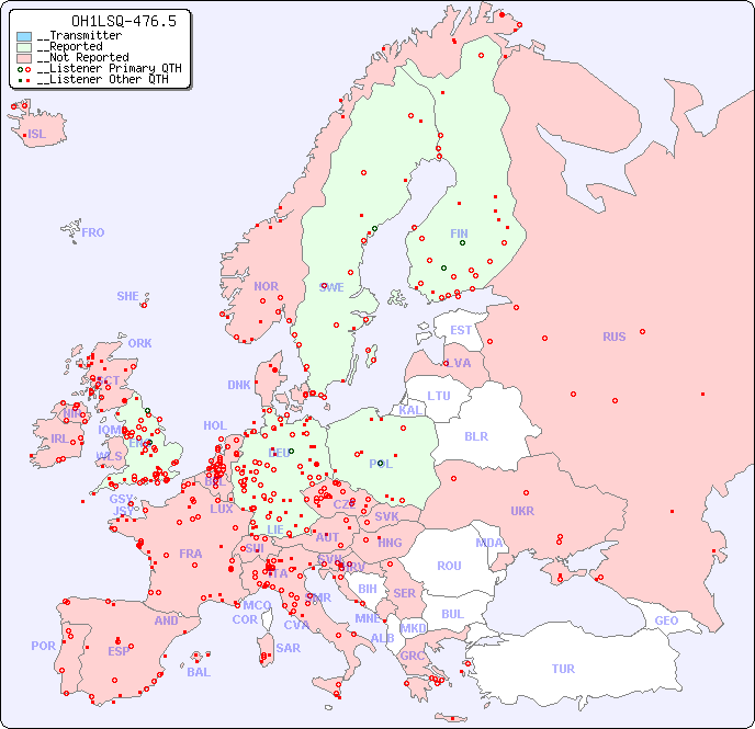 __European Reception Map for OH1LSQ-476.5