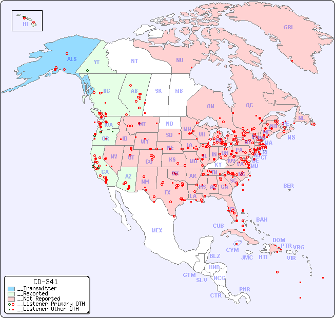 __North American Reception Map for CD-341