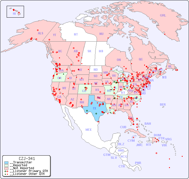 __North American Reception Map for CZJ-341