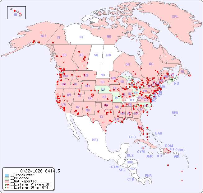 __North American Reception Map for 002241026-8414.5