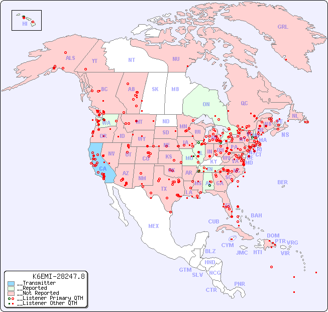 __North American Reception Map for K6EMI-28247.8