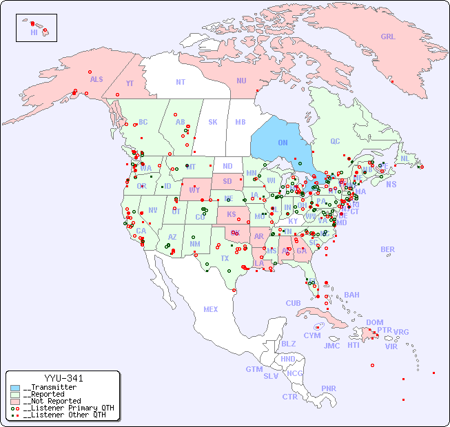 __North American Reception Map for YYU-341