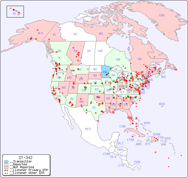 __North American Reception Map for ST-342