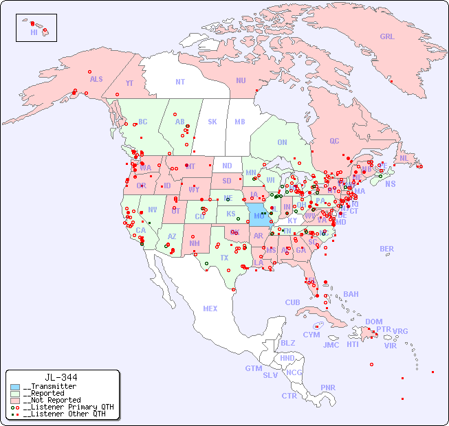 __North American Reception Map for JL-344