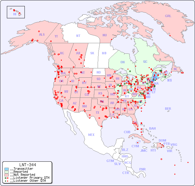 __North American Reception Map for LNT-344