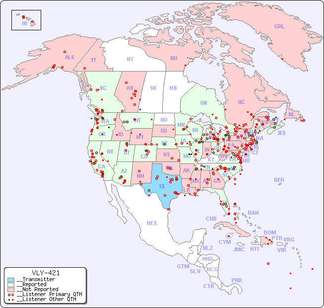 __North American Reception Map for VLY-421