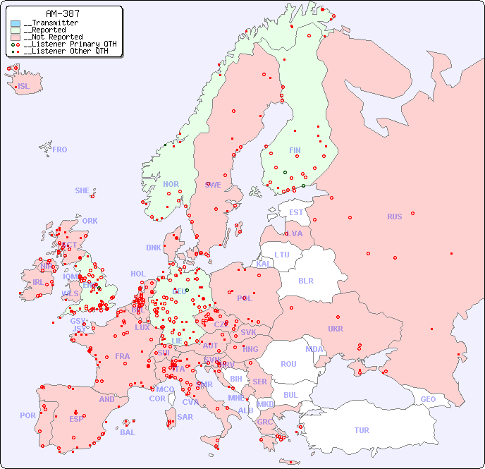 __European Reception Map for AM-387