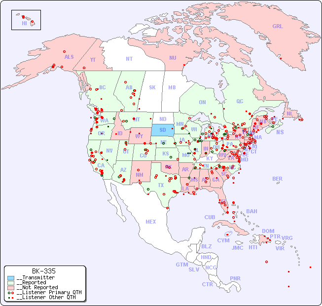 __North American Reception Map for BK-335