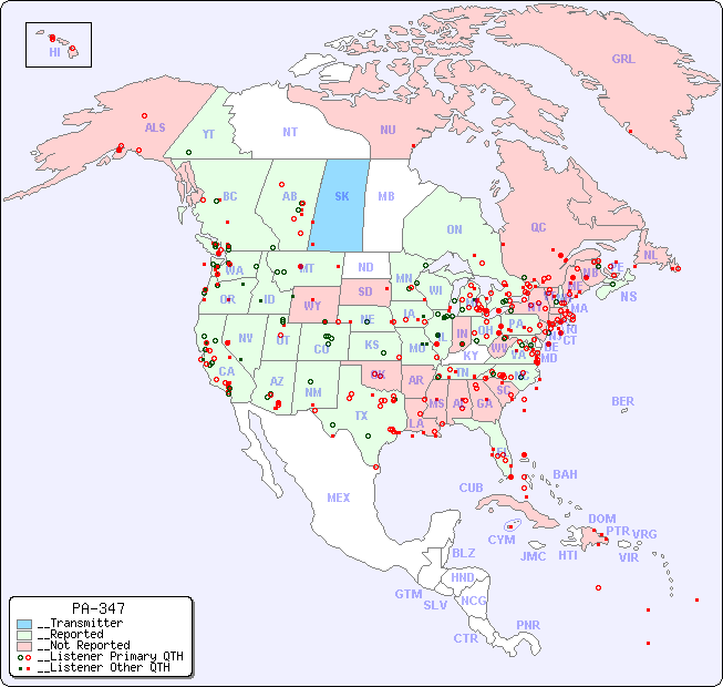 __North American Reception Map for PA-347
