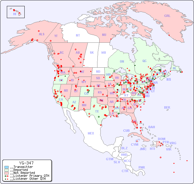 __North American Reception Map for YG-347