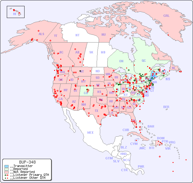 __North American Reception Map for BUP-348