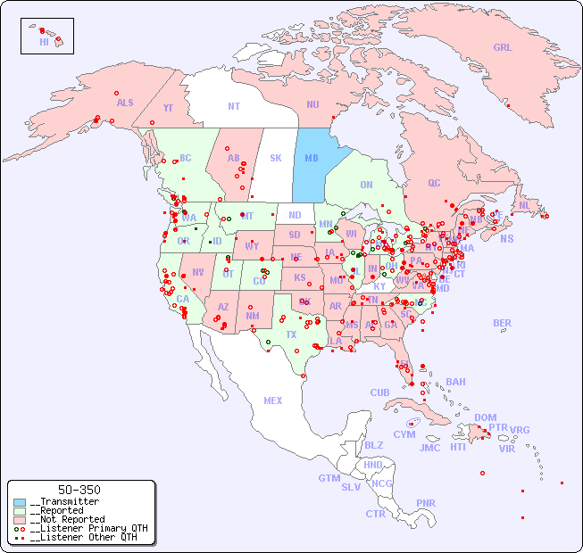 __North American Reception Map for 5O-350
