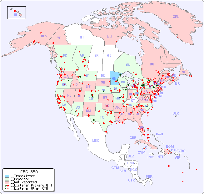 __North American Reception Map for CBG-350