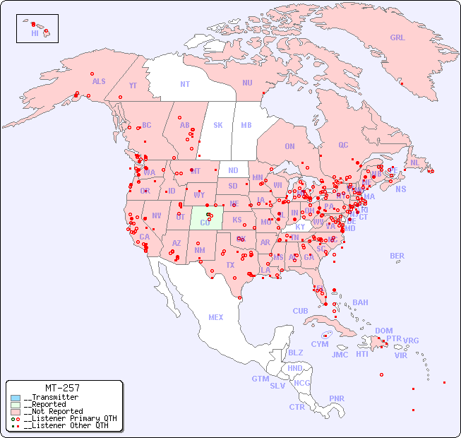 __North American Reception Map for MT-257
