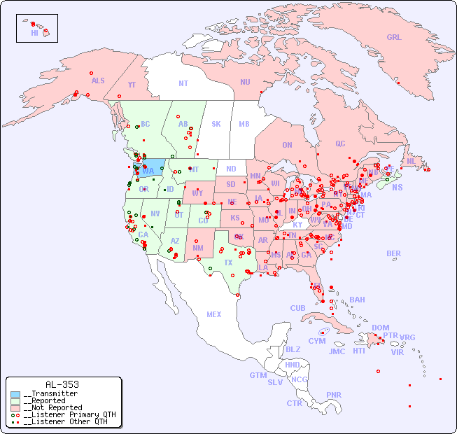__North American Reception Map for AL-353