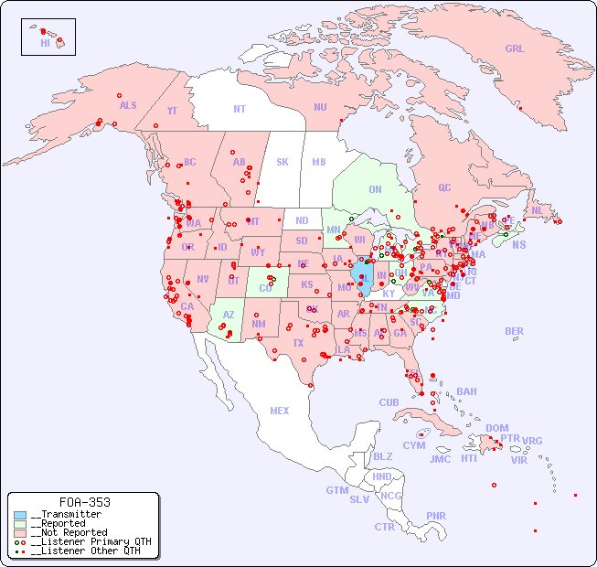 __North American Reception Map for FOA-353