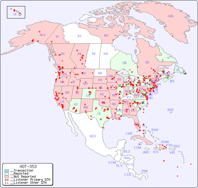 __North American Reception Map for HOT-353
