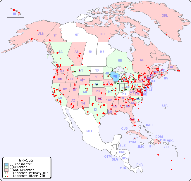 __North American Reception Map for GR-356