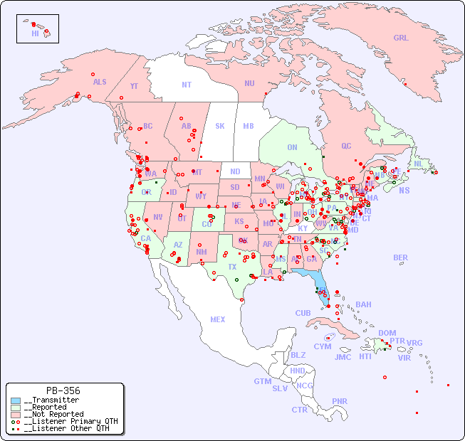__North American Reception Map for PB-356