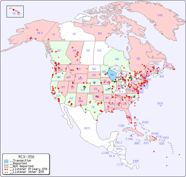 __North American Reception Map for RCX-356