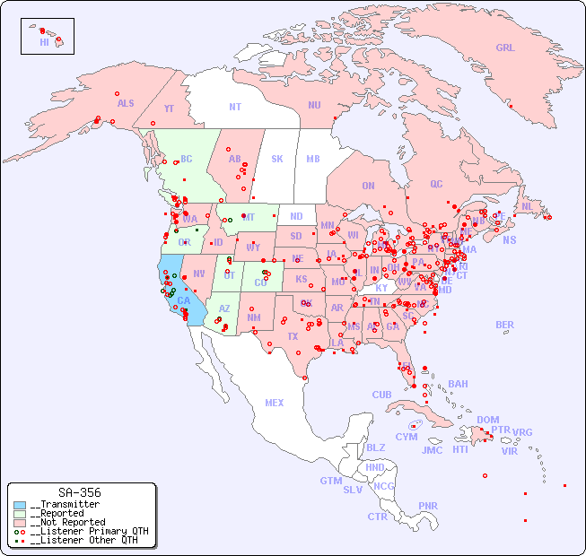 __North American Reception Map for SA-356