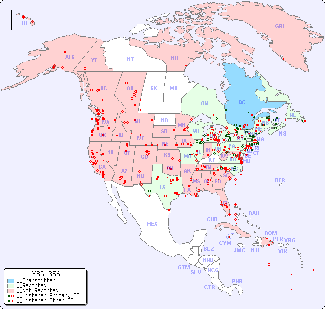 __North American Reception Map for YBG-356