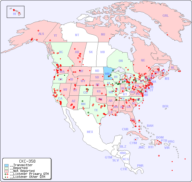 __North American Reception Map for CKC-358