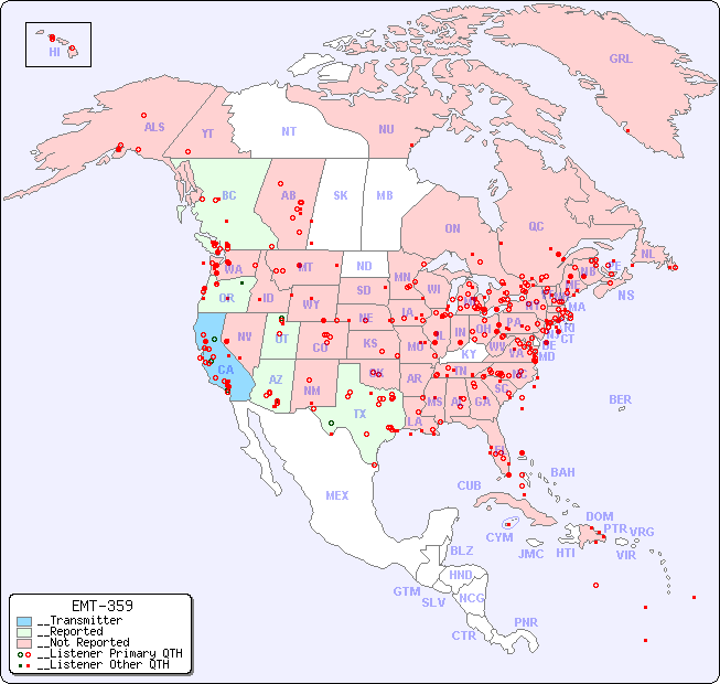 __North American Reception Map for EMT-359