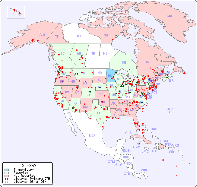 __North American Reception Map for LXL-359