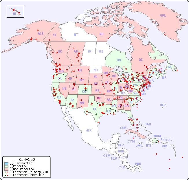 __North American Reception Map for KIN-360