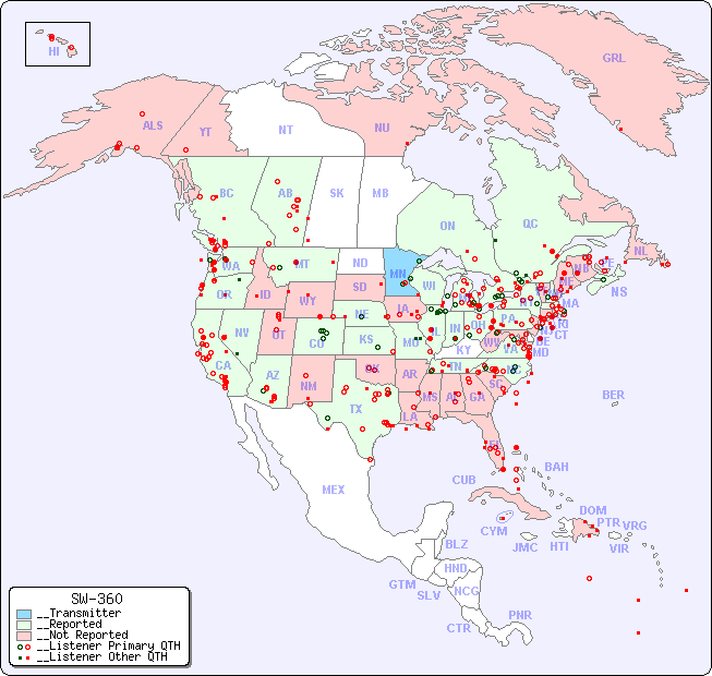 __North American Reception Map for SW-360