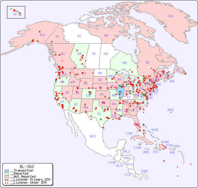 __North American Reception Map for BL-362