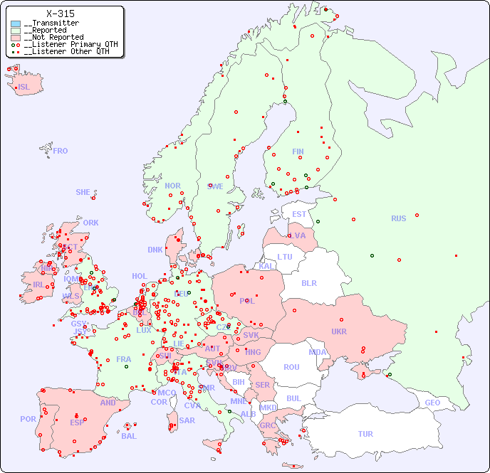 __European Reception Map for X-315