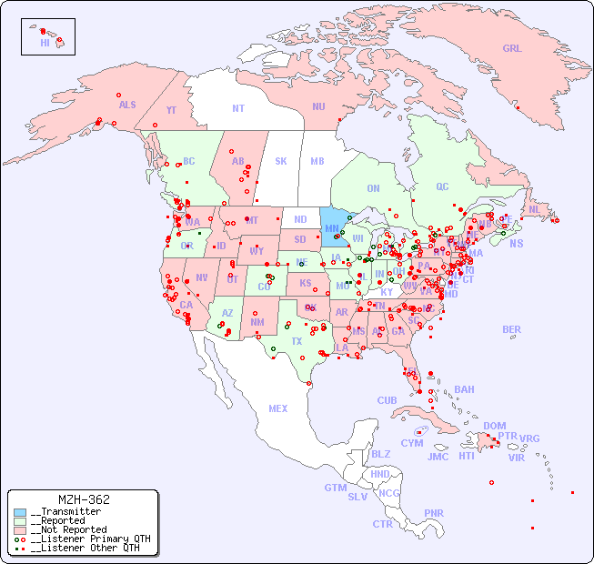 __North American Reception Map for MZH-362