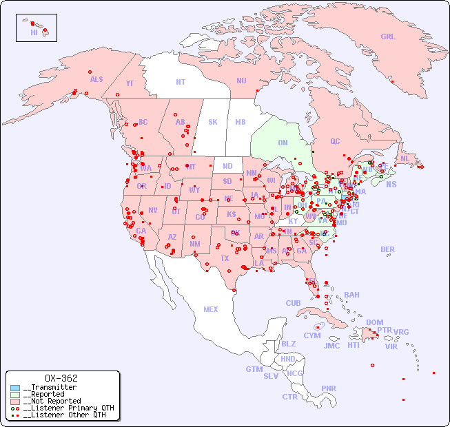 __North American Reception Map for OX-362
