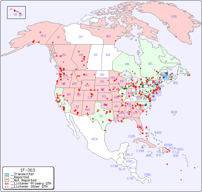 __North American Reception Map for 1F-363