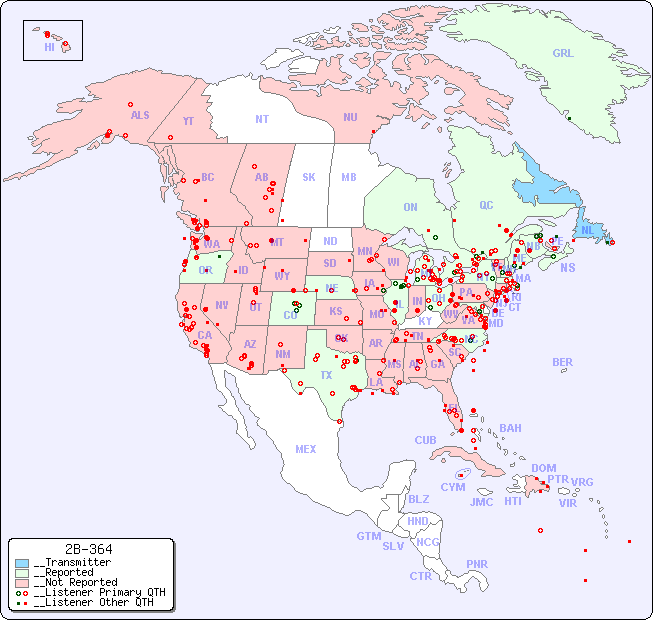 __North American Reception Map for 2B-364