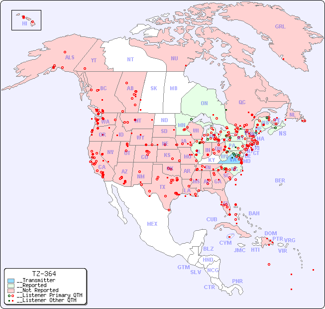 __North American Reception Map for TZ-364