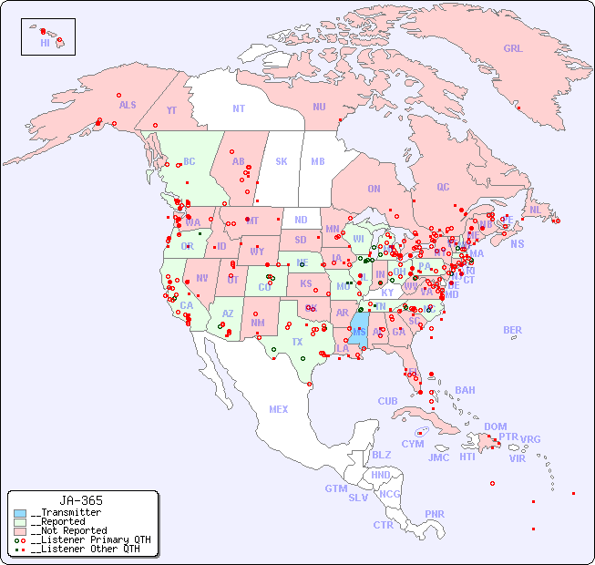 __North American Reception Map for JA-365