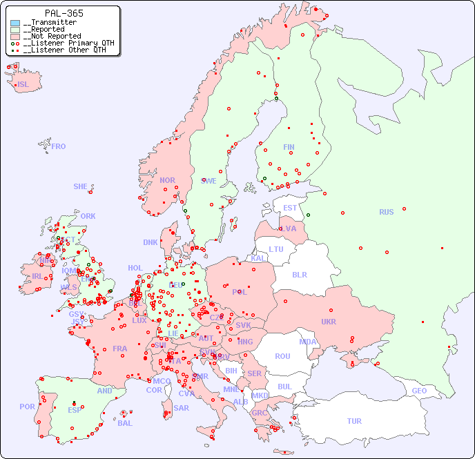 __European Reception Map for PAL-365