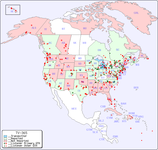 __North American Reception Map for TV-365