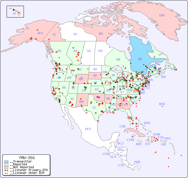 __North American Reception Map for YMW-366